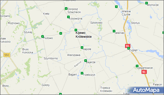 mapa Napole gmina Kijewo Królewskie, Napole gmina Kijewo Królewskie na mapie Targeo