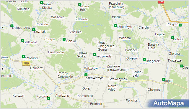 mapa Niedźwiedź gmina Strawczyn, Niedźwiedź gmina Strawczyn na mapie Targeo