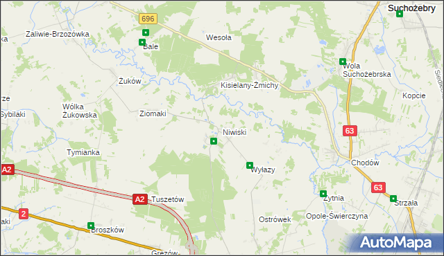 mapa Niwiski, Niwiski na mapie Targeo