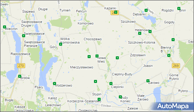 mapa Nowa Wieś gmina Izbica Kujawska, Nowa Wieś gmina Izbica Kujawska na mapie Targeo