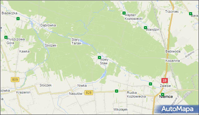 mapa Nowy Staw gmina Niemce, Nowy Staw gmina Niemce na mapie Targeo