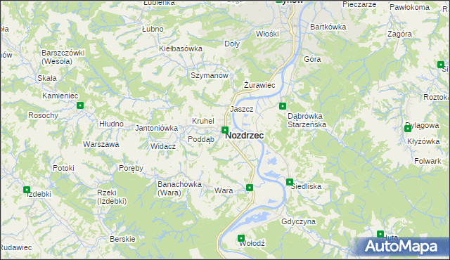 mapa Nozdrzec, Nozdrzec na mapie Targeo