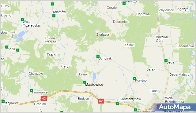 mapa Ochotnik, Ochotnik na mapie Targeo