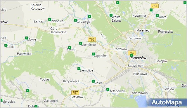 mapa Oględów, Oględów na mapie Targeo