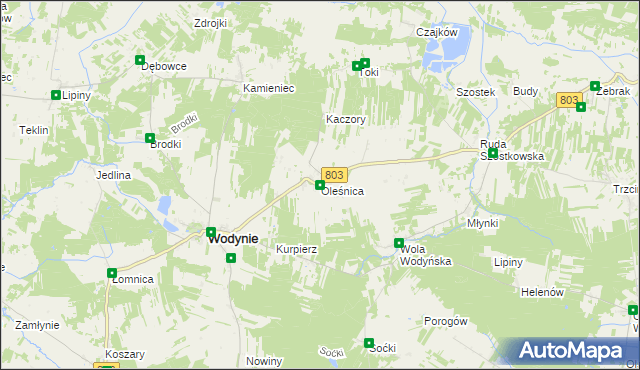 mapa Oleśnica gmina Wodynie, Oleśnica gmina Wodynie na mapie Targeo