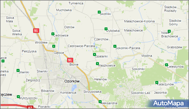 mapa Opalanki gmina Ozorków, Opalanki gmina Ozorków na mapie Targeo