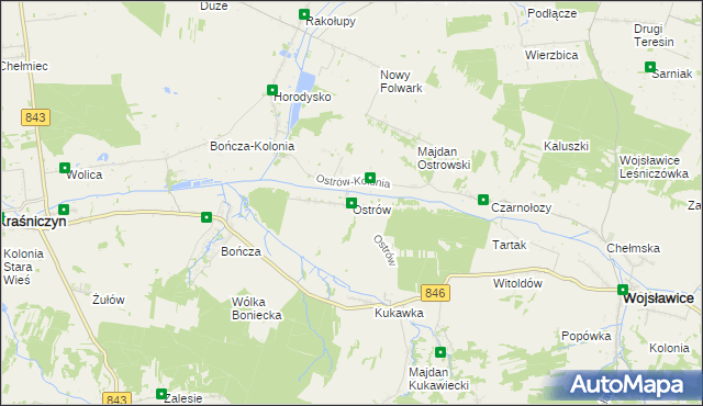 mapa Ostrów gmina Wojsławice, Ostrów gmina Wojsławice na mapie Targeo