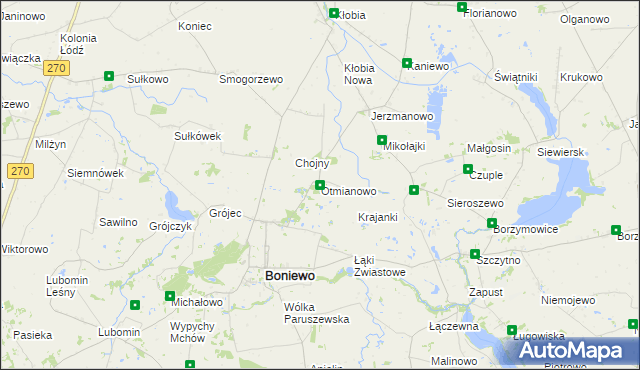 mapa Otmianowo, Otmianowo na mapie Targeo