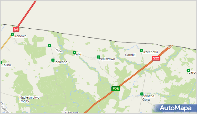 mapa Pęciszewo, Pęciszewo na mapie Targeo
