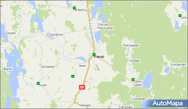 mapa Piecki powiat mrągowski, Piecki powiat mrągowski na mapie Targeo