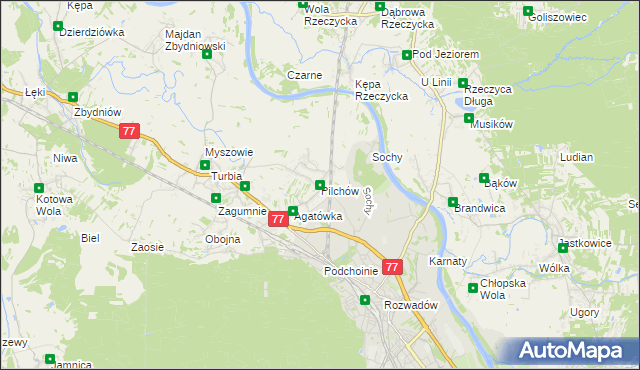 mapa Pilchów, Pilchów na mapie Targeo
