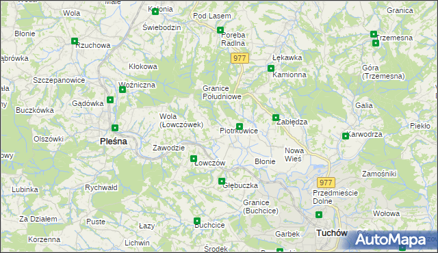 mapa Piotrkowice gmina Tuchów, Piotrkowice gmina Tuchów na mapie Targeo