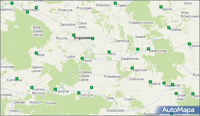 mapa Pluty gmina Brąszewice, Pluty gmina Brąszewice na mapie Targeo