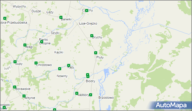 mapa Pluty gmina Jedwabne, Pluty gmina Jedwabne na mapie Targeo