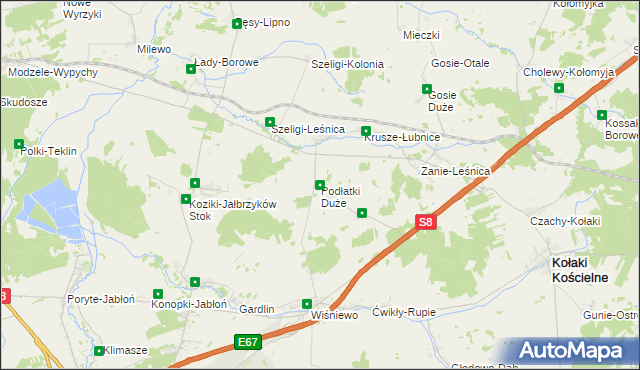 mapa Podłatki Duże, Podłatki Duże na mapie Targeo