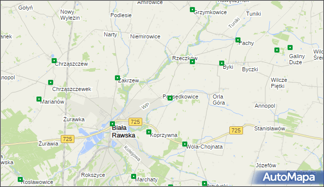 mapa Podsędkowice, Podsędkowice na mapie Targeo