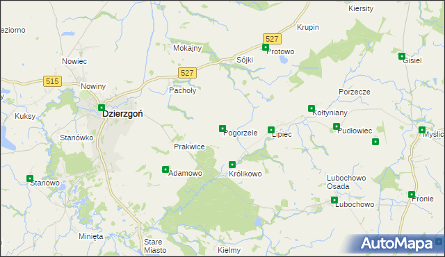 mapa Pogorzele gmina Stary Dzierzgoń, Pogorzele gmina Stary Dzierzgoń na mapie Targeo