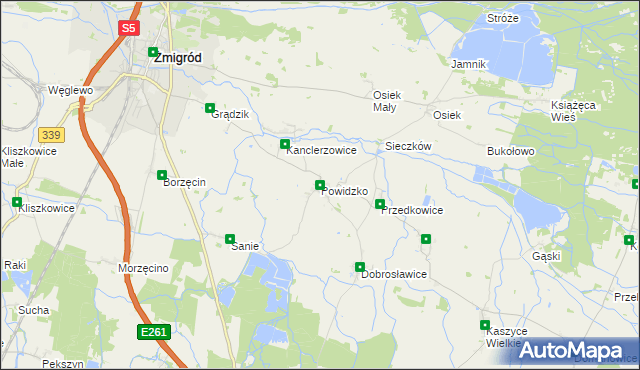 mapa Powidzko, Powidzko na mapie Targeo