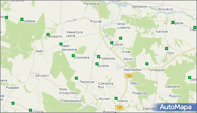 mapa Przezwody gmina Wodzisław, Przezwody gmina Wodzisław na mapie Targeo