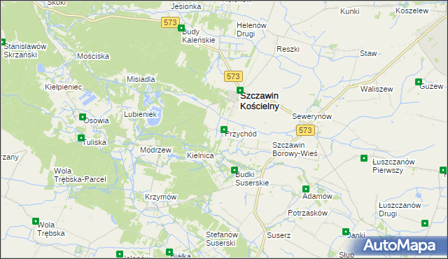 mapa Przychód gmina Szczawin Kościelny, Przychód gmina Szczawin Kościelny na mapie Targeo