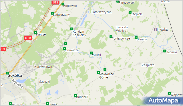 mapa Puciłki, Puciłki na mapie Targeo
