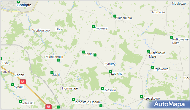 mapa Pyzy, Pyzy na mapie Targeo