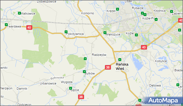 mapa Radziejów gmina Reńska Wieś, Radziejów gmina Reńska Wieś na mapie Targeo