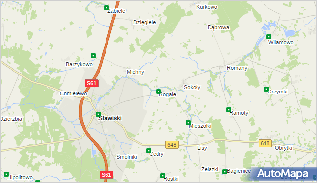 mapa Rogale gmina Stawiski, Rogale gmina Stawiski na mapie Targeo