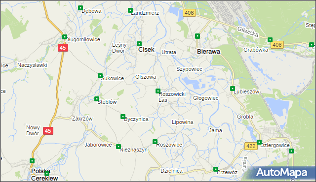 mapa Roszowicki Las, Roszowicki Las na mapie Targeo