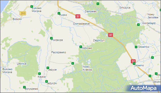 mapa Różkowo, Różkowo na mapie Targeo