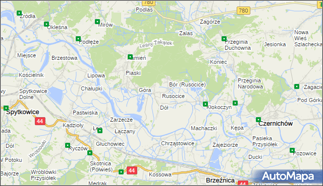 mapa Rusocice gmina Czernichów, Rusocice gmina Czernichów na mapie Targeo
