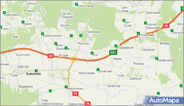 mapa Ryś, Ryś na mapie Targeo