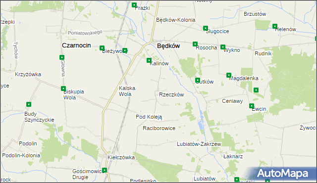 mapa Rzeczków gmina Będków, Rzeczków gmina Będków na mapie Targeo