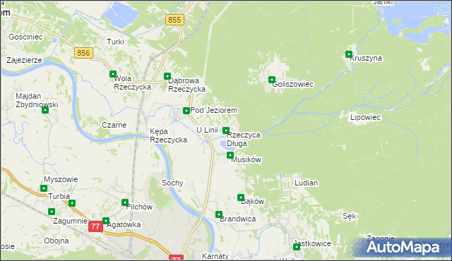 mapa Rzeczyca Długa, Rzeczyca Długa na mapie Targeo