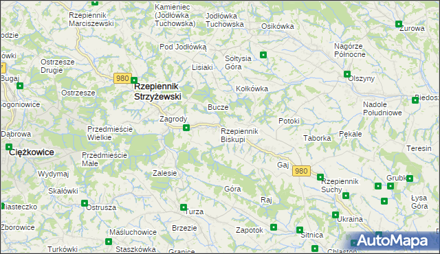 mapa Rzepiennik Biskupi, Rzepiennik Biskupi na mapie Targeo