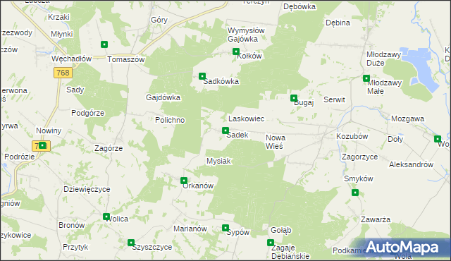 mapa Sadek gmina Pińczów, Sadek gmina Pińczów na mapie Targeo