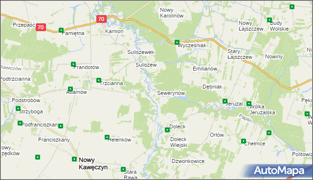 mapa Sewerynów gmina Nowy Kawęczyn, Sewerynów gmina Nowy Kawęczyn na mapie Targeo