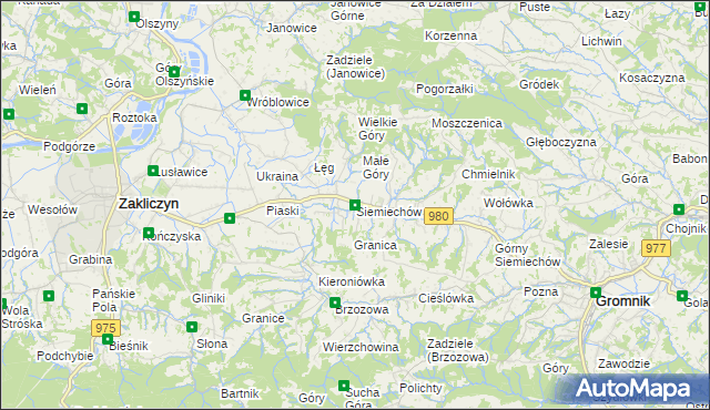 mapa Siemiechów gmina Gromnik, Siemiechów gmina Gromnik na mapie Targeo