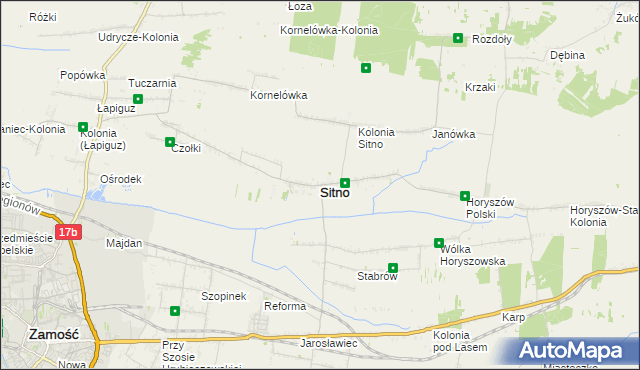 mapa Sitno powiat zamojski, Sitno powiat zamojski na mapie Targeo