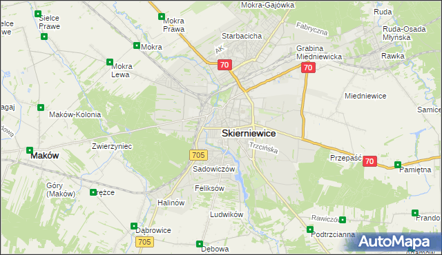 mapa Skierniewic, Skierniewice na mapie Targeo
