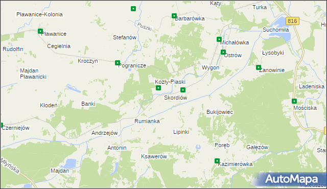 mapa Skordiów, Skordiów na mapie Targeo