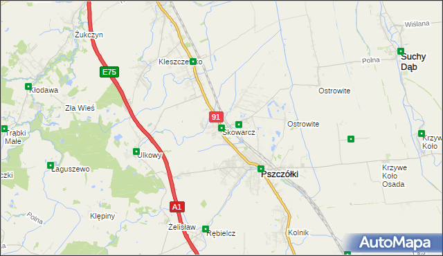 mapa Skowarcz, Skowarcz na mapie Targeo