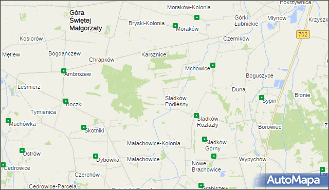 mapa Śladków Podleśny, Śladków Podleśny na mapie Targeo