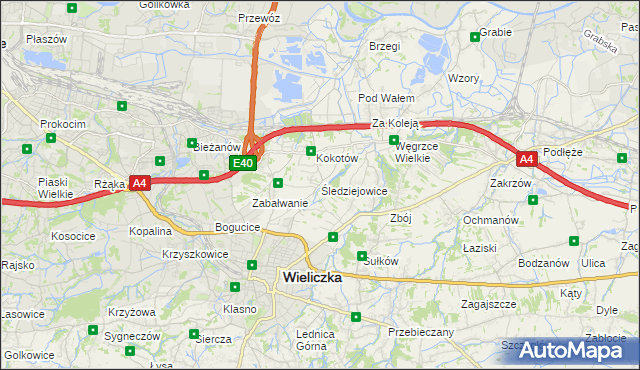 mapa Śledziejowice, Śledziejowice na mapie Targeo
