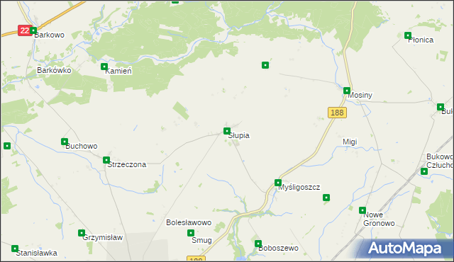 mapa Słupia gmina Debrzno, Słupia gmina Debrzno na mapie Targeo