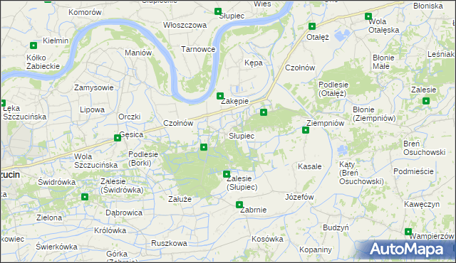 mapa Słupiec gmina Szczucin, Słupiec gmina Szczucin na mapie Targeo