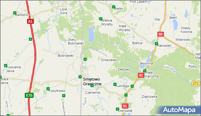 mapa Smarzewo, Smarzewo na mapie Targeo