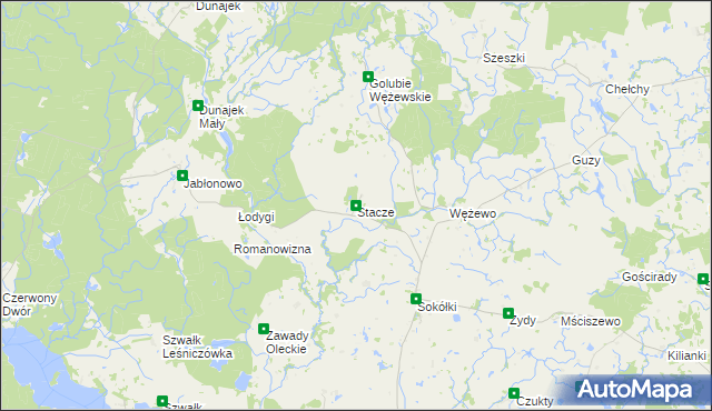 mapa Stacze gmina Kowale Oleckie, Stacze gmina Kowale Oleckie na mapie Targeo