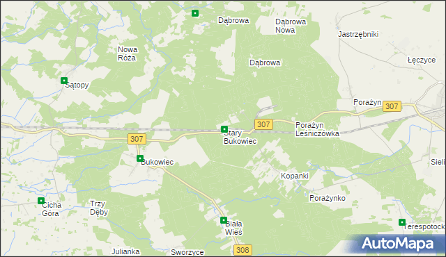 mapa Stary Bukowiec gmina Opalenica, Stary Bukowiec gmina Opalenica na mapie Targeo