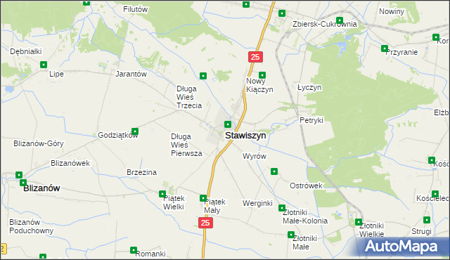 mapa Stawiszyn powiat kaliski, Stawiszyn powiat kaliski na mapie Targeo